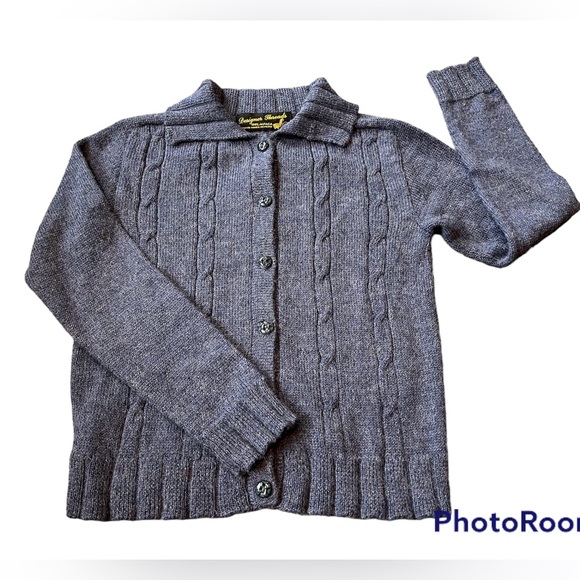 Designer Threads Peru button closure Cardigan Sweater Blue 100% Alpaca Sz. S - Picture 1 of 4